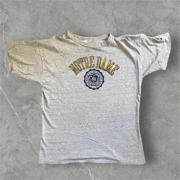 Champion Other - VTG Champion T-Shirt Mens XX Large‎ Grey Notre Dame Fighting Irish USA Made 80s